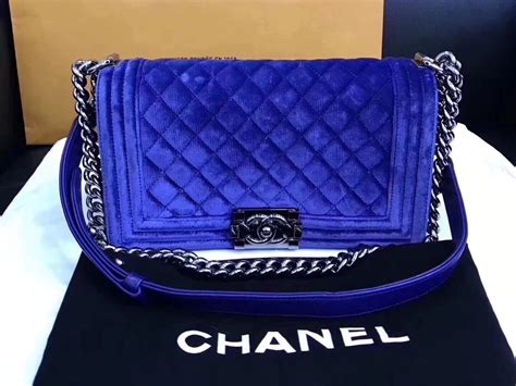 chanel royal blue boy bag